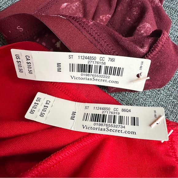 NWT 2 Victoria’s Secret Stretch Cotton Hiphugger Panty Lipstick Red Floral M - Picture 12 of 12